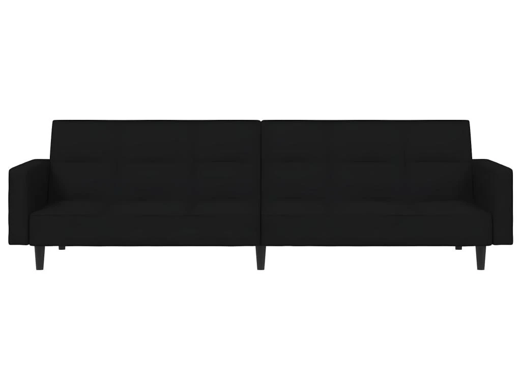 Canapé-lit à 2 Places Noir Microfibre 4 Canapé-lit à 2 Places Noir Microfibre – Image 4