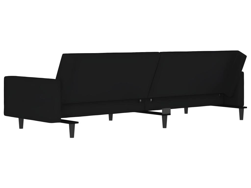 Canapé-lit à 2 Places Noir Microfibre 5 Canapé-lit à 2 Places Noir Microfibre – Image 5