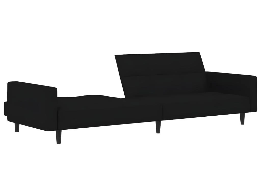 Canapé-lit à 2 Places Noir Microfibre 6 Canapé-lit à 2 Places Noir Microfibre – Image 6