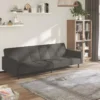 Canapé-lit à 2 Places Gris Foncé Microfibre
