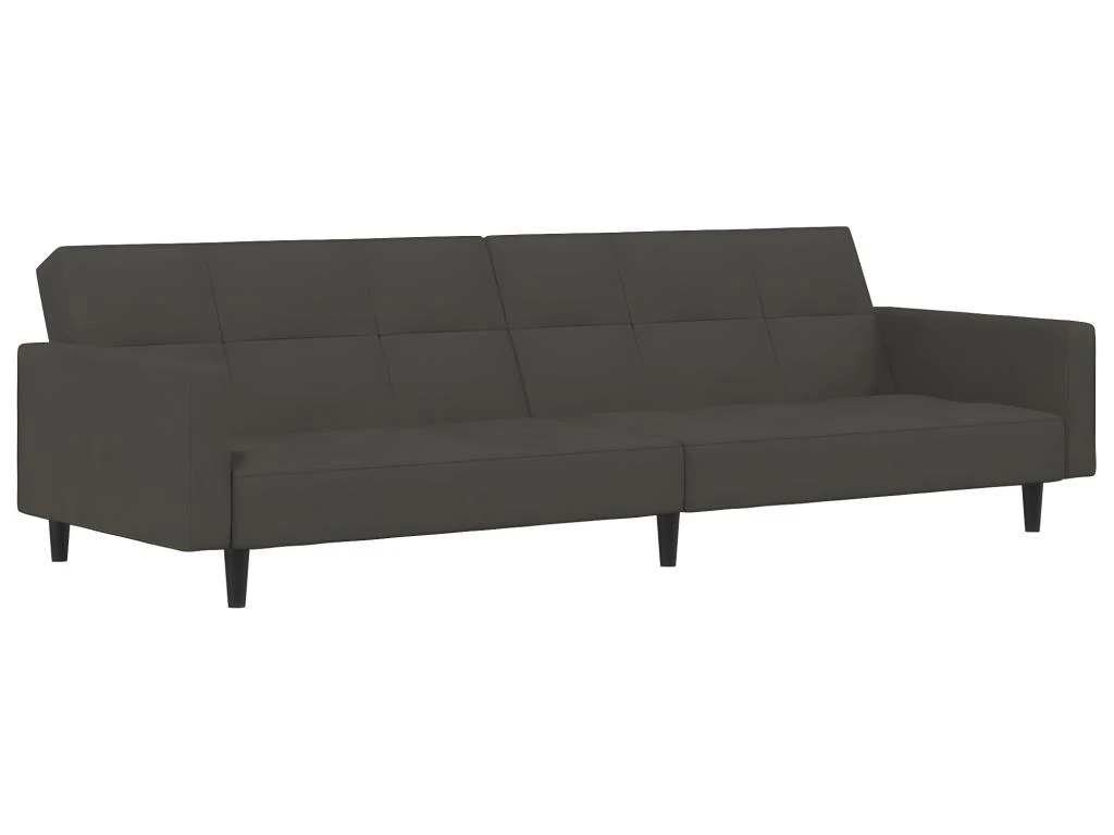 Canapé-lit à 2 Places Gris Foncé Microfibre 2 Canapé-lit à 2 Places Gris Foncé Microfibre – Image 2