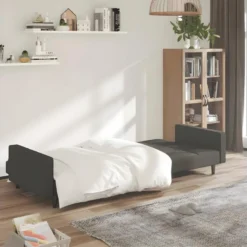 Canapé-lit à 2 Places Gris Foncé Microfibre 12 Canapé-lit à 2 Places Gris Foncé Microfibre -Promos Chesteris Boutique canape 22002111