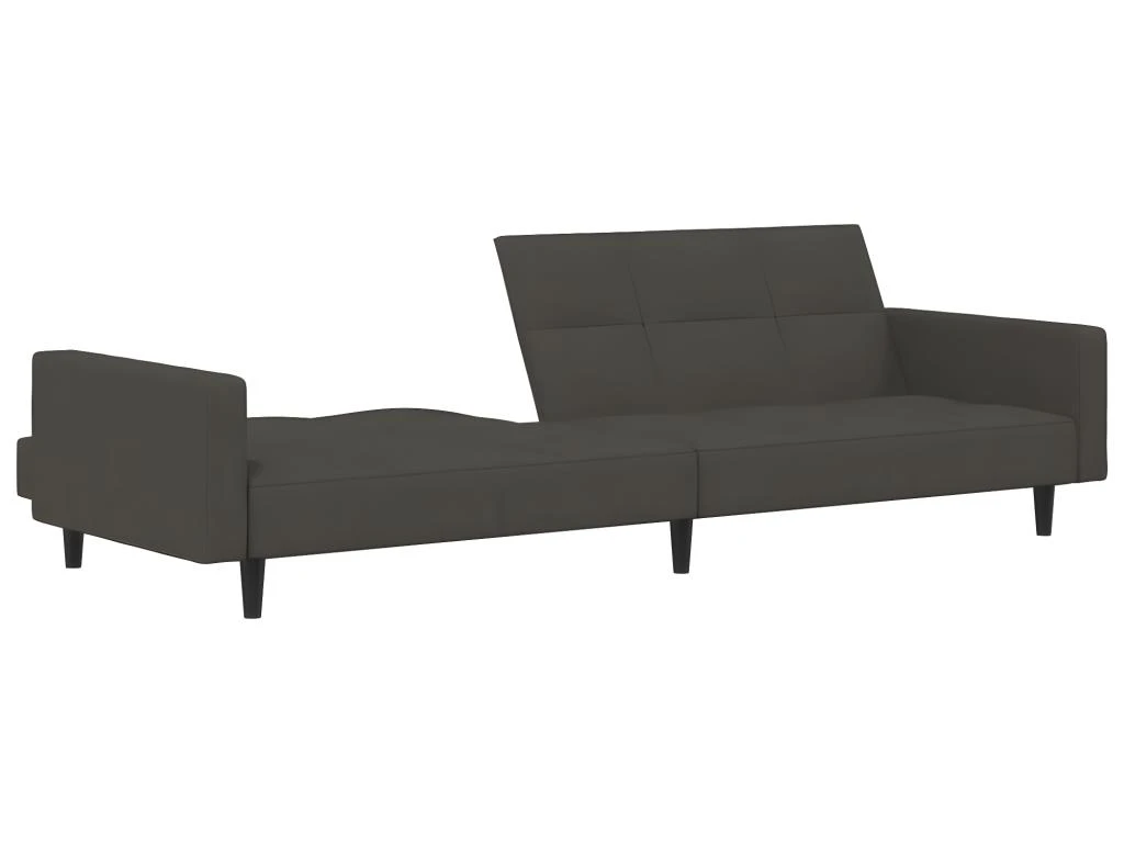 Canapé-lit à 2 Places Gris Foncé Microfibre 5 Canapé-lit à 2 Places Gris Foncé Microfibre – Image 5