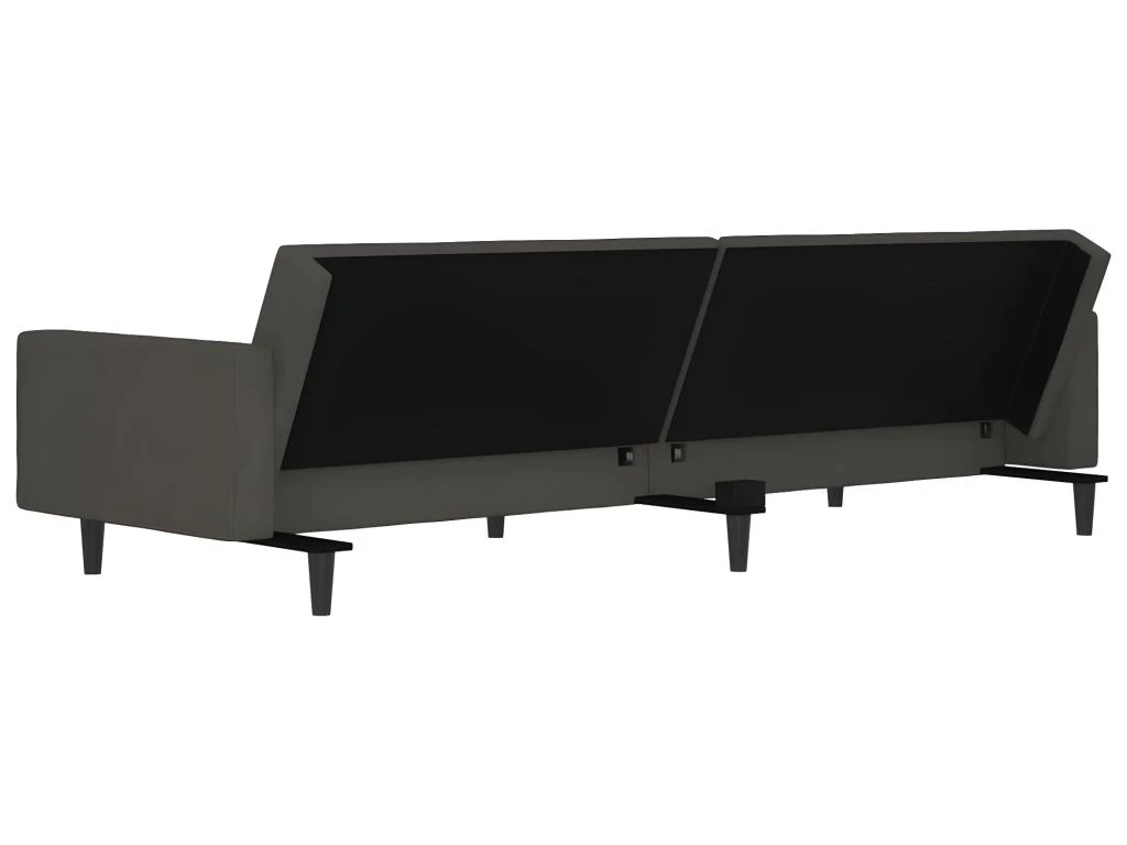 Canapé-lit à 2 Places Gris Foncé Microfibre 7 Canapé-lit à 2 Places Gris Foncé Microfibre – Image 7