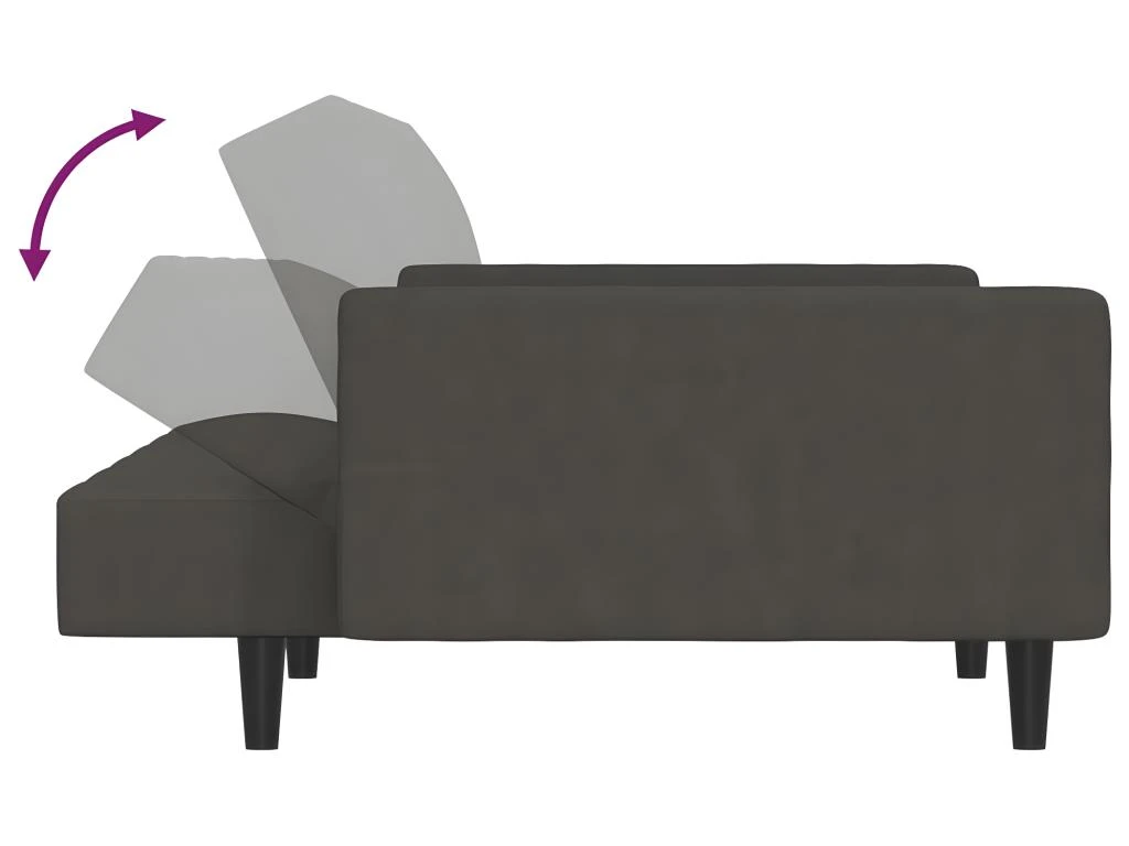 Canapé-lit à 2 Places Gris Foncé Microfibre 8 Canapé-lit à 2 Places Gris Foncé Microfibre – Image 8