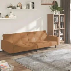Canapé-lit à 2 Places Taupe Microfibre