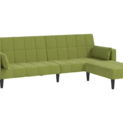 Canapé-lit 2 Places 2 Oreillers Repose-pied Vert Clair Velours -Promos Chesteris Boutique canape 22002947