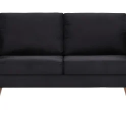 Canapé à 2 Places Tissu Noir -Promos Chesteris Boutique canape 22003173