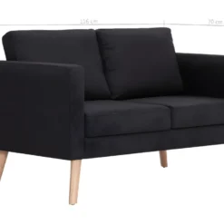 Canapé à 2 Places Tissu Noir -Promos Chesteris Boutique canape 22003183