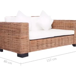 Canapé à 2 Places Rotin Naturel -Promos Chesteris Boutique canape 22003313