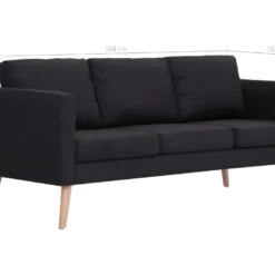 Canapé à 3 Places Tissu Noir -Promos Chesteris Boutique canape 22003959