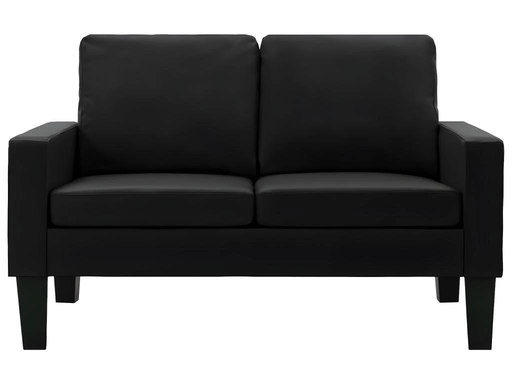 Canapé à 2 Places Noir Similicuir 3 Canapé à 2 Places Noir Similicuir – Image 3
