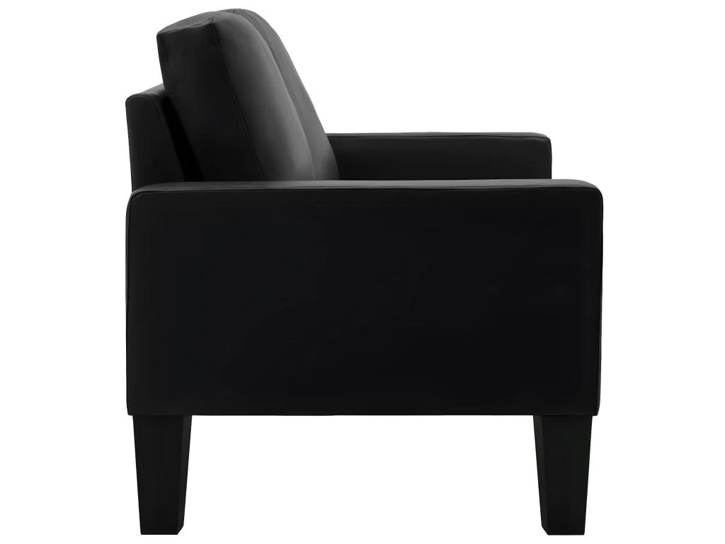 Canapé à 2 Places Noir Similicuir 4 Canapé à 2 Places Noir Similicuir – Image 4