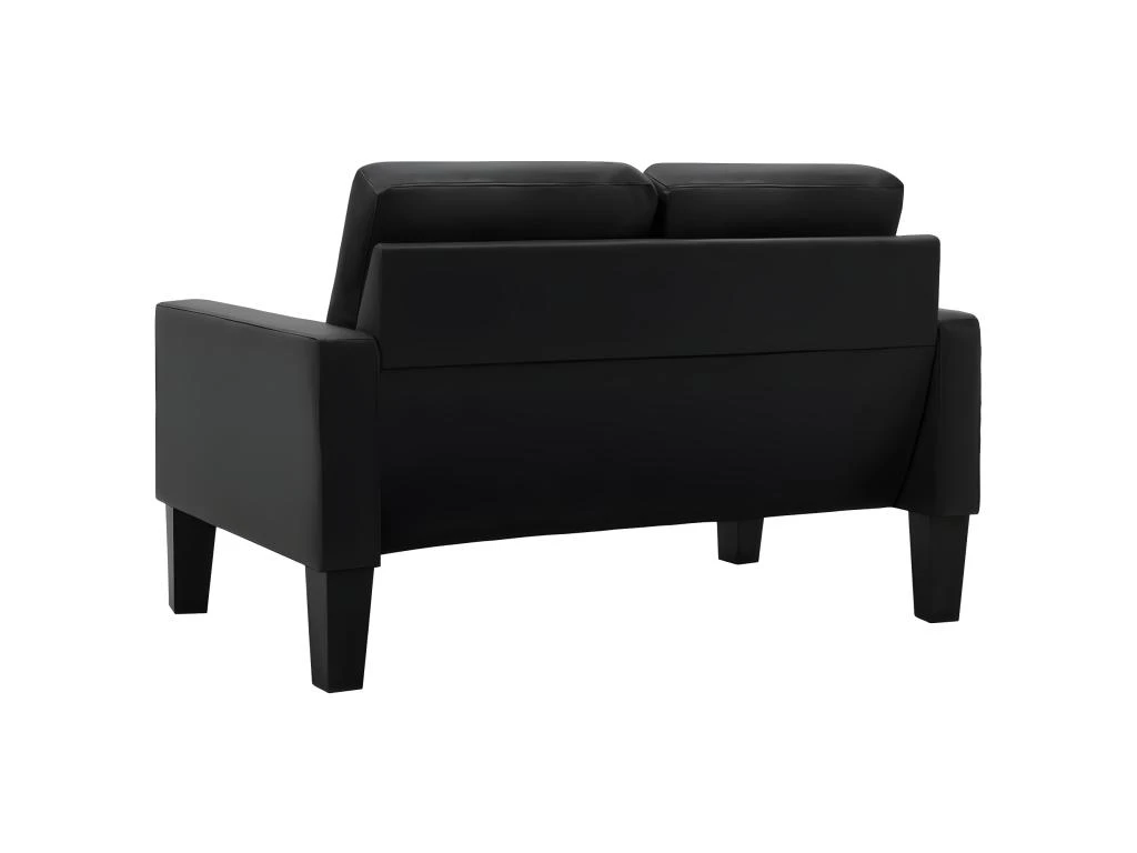 Canapé à 2 Places Noir Similicuir 5 Canapé à 2 Places Noir Similicuir – Image 5