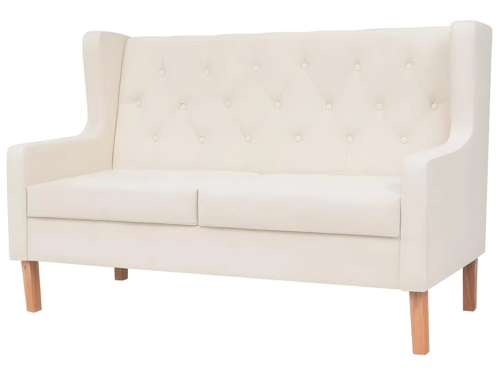 Canapé à 2 Places Tissu Blanc Crème 1 Canapé à 2 Places Tissu Blanc Crème