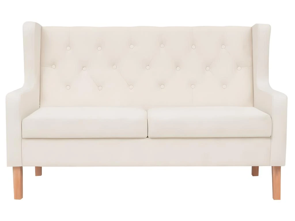 Canapé à 2 Places Tissu Blanc Crème 2 Canapé à 2 Places Tissu Blanc Crème – Image 2