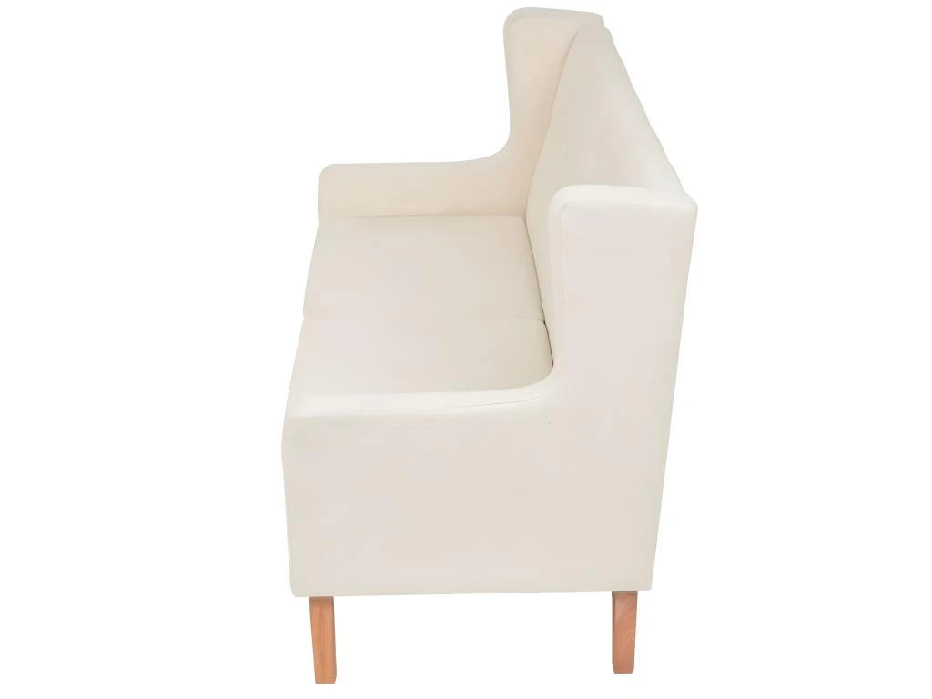 Canapé à 2 Places Tissu Blanc Crème 3 Canapé à 2 Places Tissu Blanc Crème – Image 3