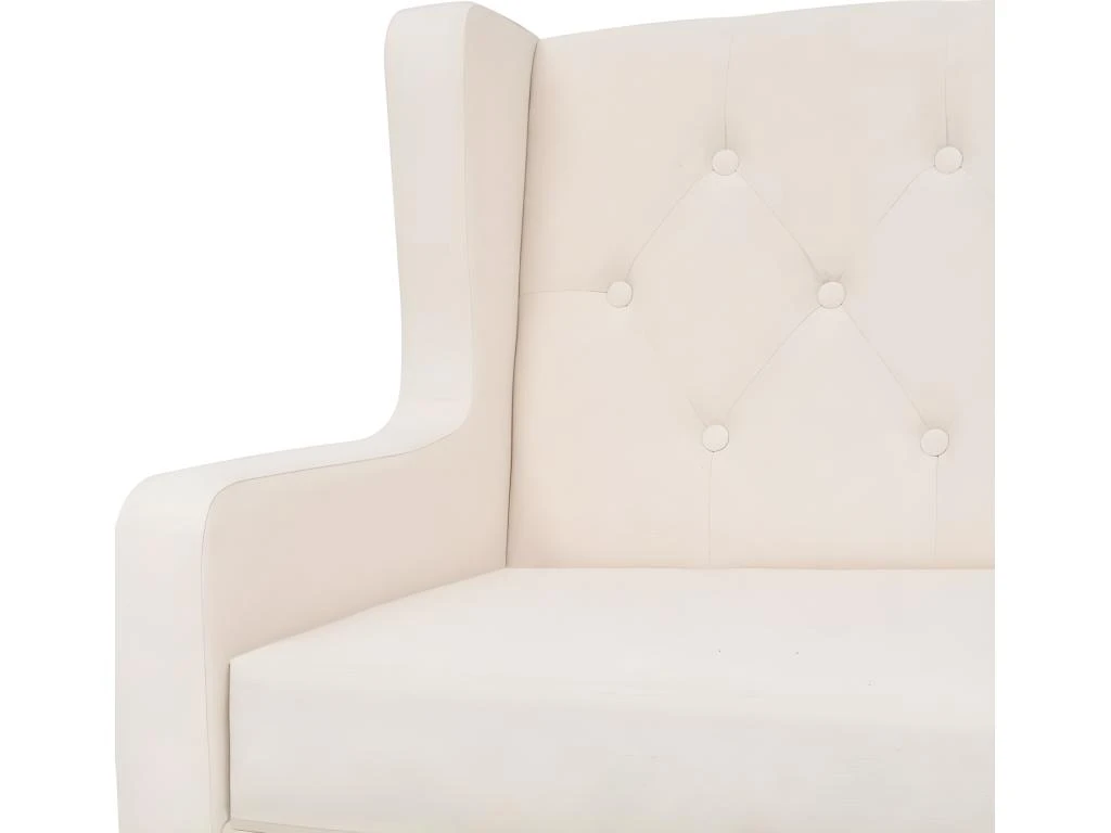 Canapé à 2 Places Tissu Blanc Crème 4 Canapé à 2 Places Tissu Blanc Crème – Image 4