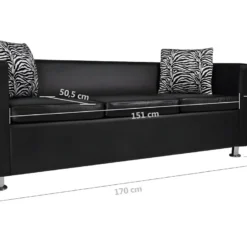 Canapé à 3 Places Similicuir Noir 11 Canapé à 3 Places Similicuir Noir -Promos Chesteris Boutique canape 22004521