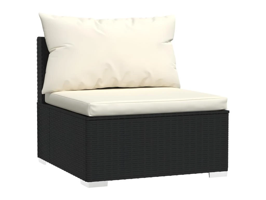 Canapé 3 Places Avec Coussins Noir Résine Tressée 3 Canapé 3 Places Avec Coussins Noir Résine Tressée – Image 3
