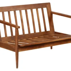 Canapé à 2 Places Cuir Véritable Avec Bois D'acacia Marron 12 Canapé à 2 Places Cuir Véritable Avec Bois D'acacia Marron -Promos Chesteris Boutique canape 22005473