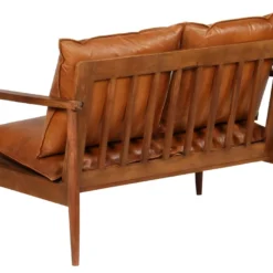 Canapé à 2 Places Cuir Véritable Avec Bois D'acacia Marron 14 Canapé à 2 Places Cuir Véritable Avec Bois D'acacia Marron -Promos Chesteris Boutique canape 22005477