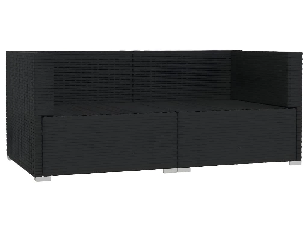 Canapé 2 Places Avec Coussins Noir Résine Tressée 4 Canapé 2 Places Avec Coussins Noir Résine Tressée – Image 4