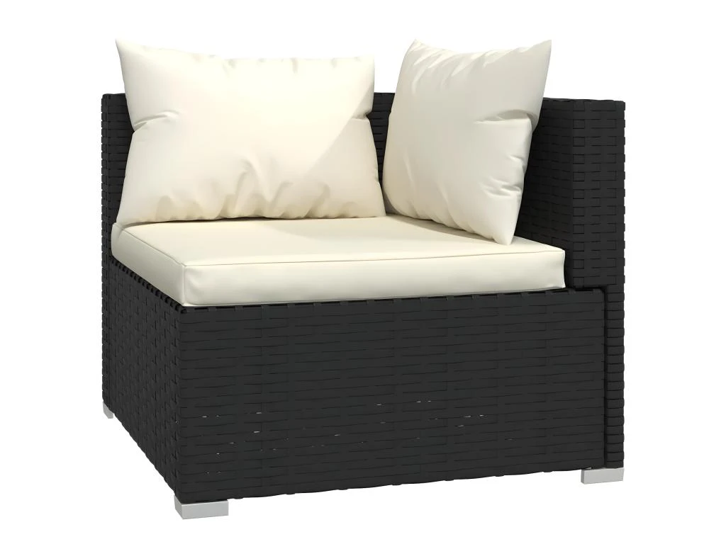 Canapé 2 Places Avec Coussins Noir Résine Tressée 5 Canapé 2 Places Avec Coussins Noir Résine Tressée – Image 5