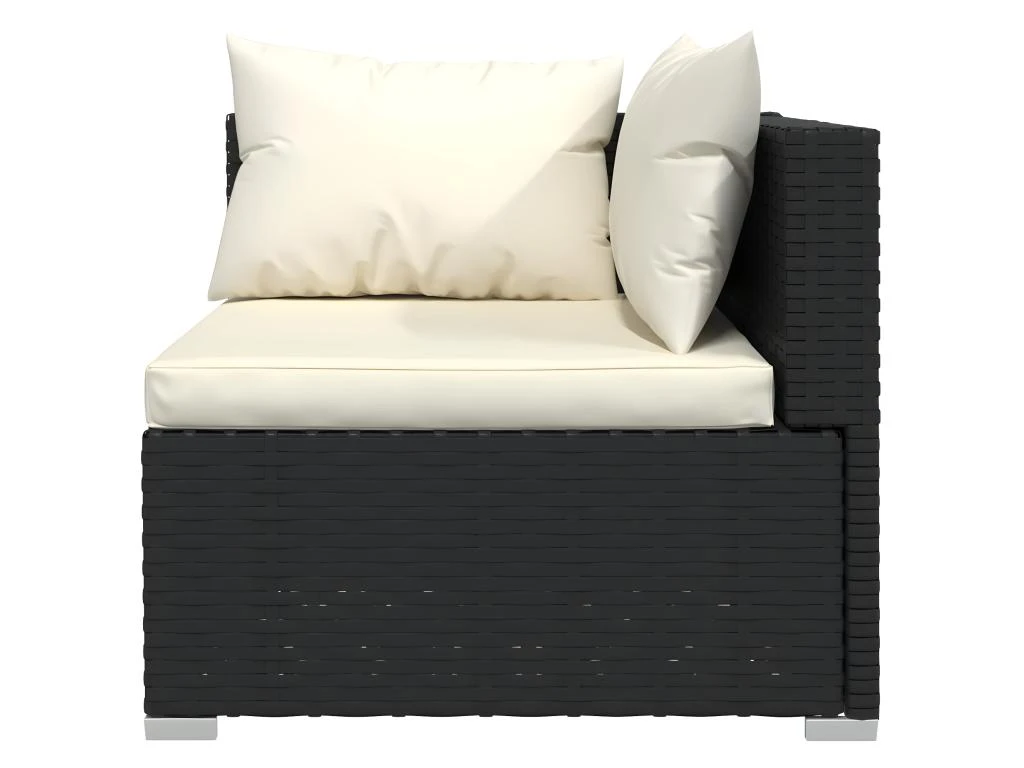 Canapé 2 Places Avec Coussins Noir Résine Tressée 6 Canapé 2 Places Avec Coussins Noir Résine Tressée – Image 6