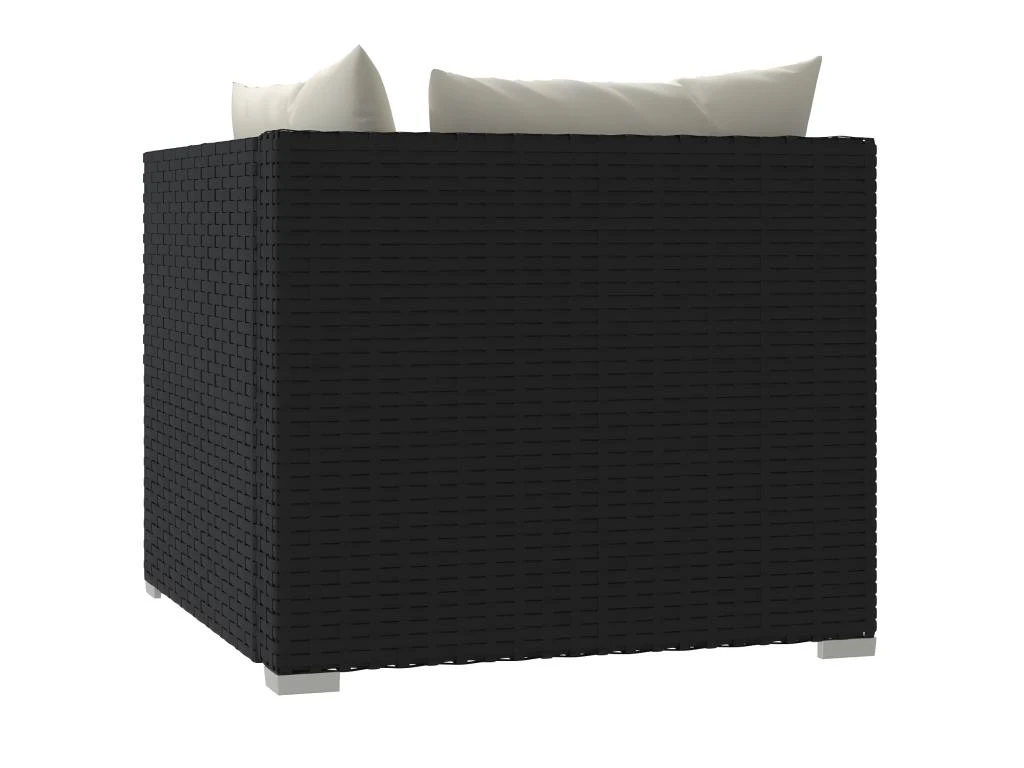 Canapé 2 Places Avec Coussins Noir Résine Tressée 7 Canapé 2 Places Avec Coussins Noir Résine Tressée – Image 7
