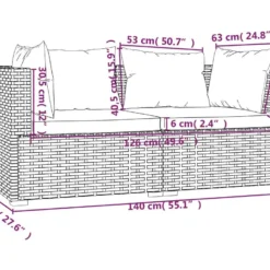Canapé 2 Places Avec Coussins Noir Résine Tressée 17 Canapé 2 Places Avec Coussins Noir Résine Tressée -Promos Chesteris Boutique canape 22005605