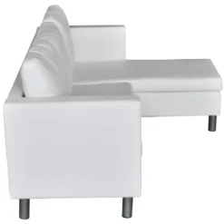 Canapé Sectionnel à 3 Places Cuir Synthétique Blanc 13 Canapé Sectionnel à 3 Places Cuir Synthétique Blanc -Promos Chesteris Boutique canape 22006257