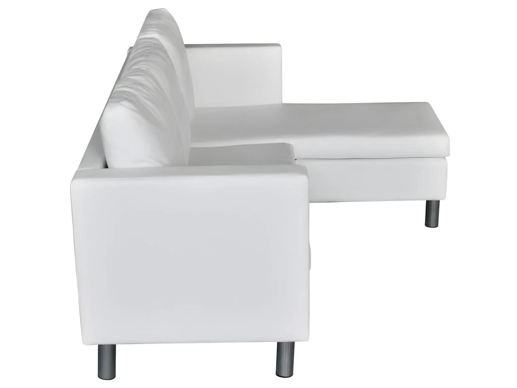 Canapé Sectionnel à 3 Places Cuir Synthétique Blanc 5 Canapé Sectionnel à 3 Places Cuir Synthétique Blanc – Image 5