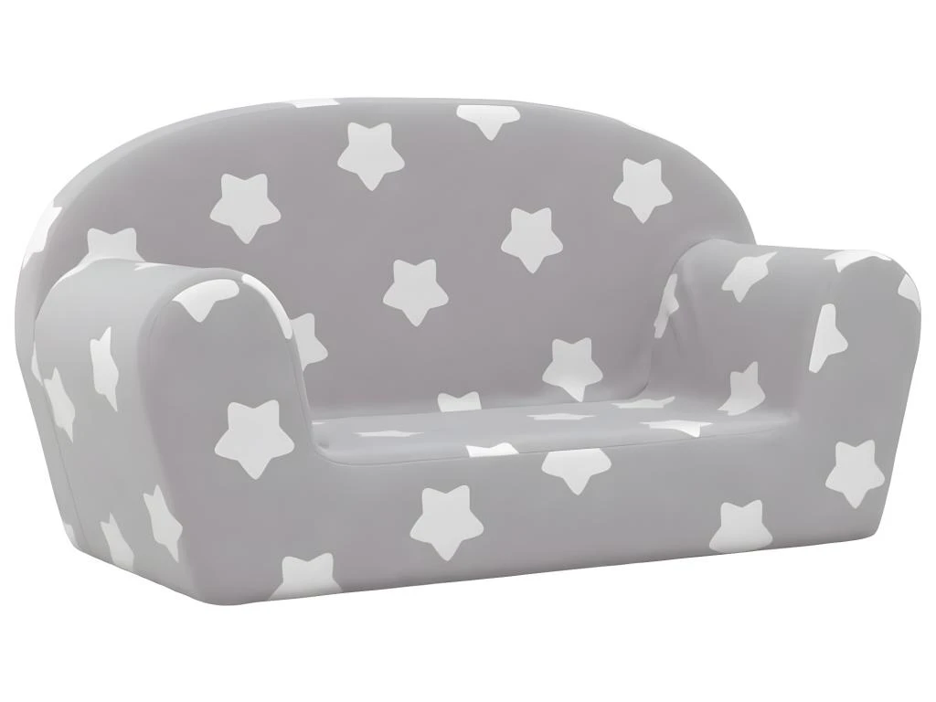 Canapé Pour Enfants à 2 Places Gris Clair étoiles Peluche Douce 2 Canapé Pour Enfants à 2 Places Gris Clair étoiles Peluche Douce – Image 2