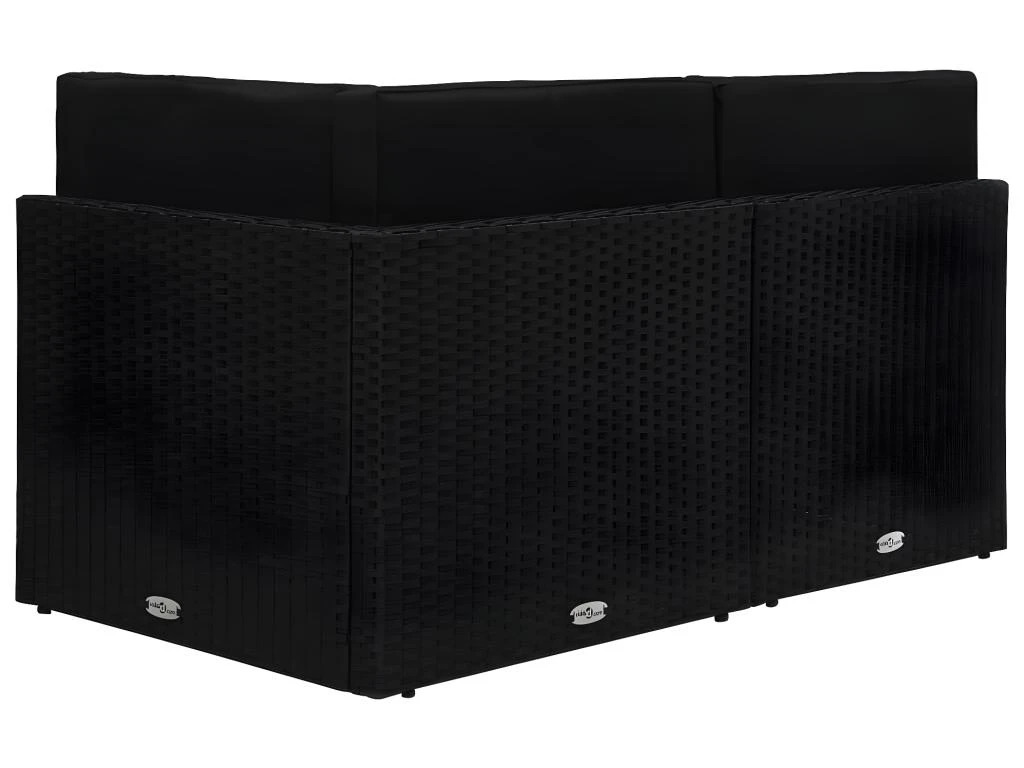 Canapé Sectionnel 2 Places Résine Tressée Noir 4 Canapé Sectionnel 2 Places Résine Tressée Noir – Image 4