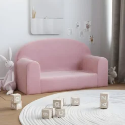 Canapé Pour Enfants à 2 Places Rose Peluche Douce