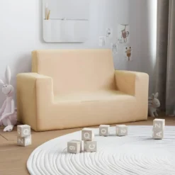 Canapé Pour Enfants à 2 Places Crème Peluche Douce