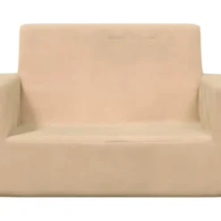 Canapé Pour Enfants à 2 Places Crème Peluche Douce -Promos Chesteris Boutique canape 22008127