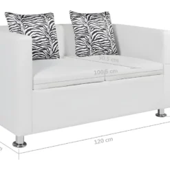 Canapé à 2 Places Similicuir Blanc -Promos Chesteris Boutique canape 22008403
