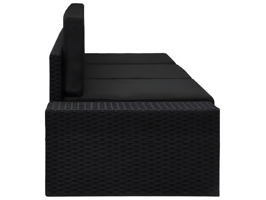 Canapé Sectionnel 3 Places Résine Tressée Noir 3 Canapé Sectionnel 3 Places Résine Tressée Noir – Image 3