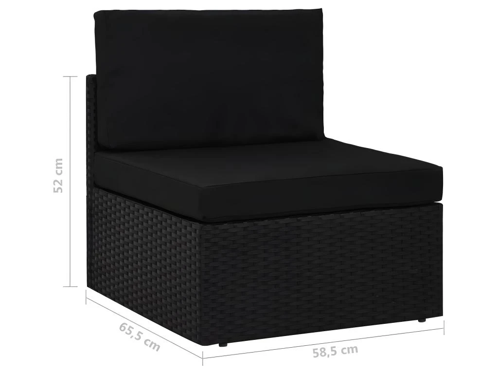 Canapé Sectionnel 3 Places Résine Tressée Noir 7 Canapé Sectionnel 3 Places Résine Tressée Noir – Image 7
