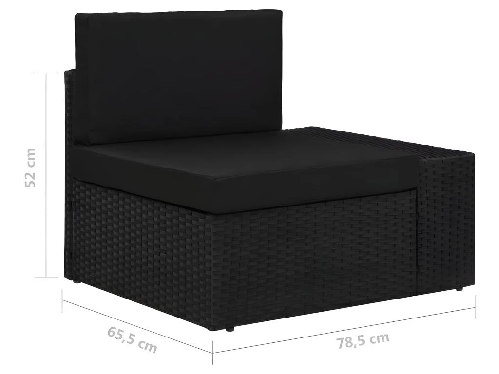 Canapé Sectionnel 3 Places Résine Tressée Noir 8 Canapé Sectionnel 3 Places Résine Tressée Noir – Image 8