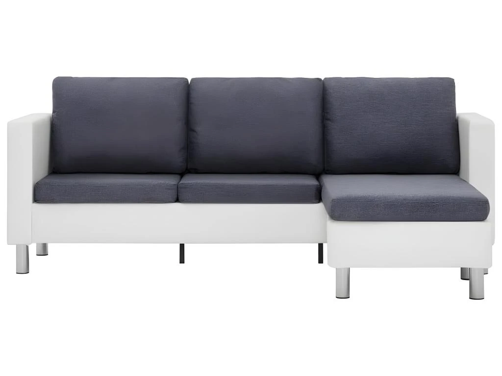 Canapé à 3 Places Avec Coussins Blanc Similicuir 3 Canapé à 3 Places Avec Coussins Blanc Similicuir – Image 3