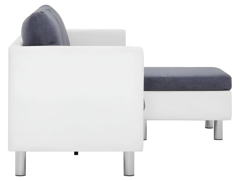 Canapé à 3 Places Avec Coussins Blanc Similicuir 4 Canapé à 3 Places Avec Coussins Blanc Similicuir – Image 4