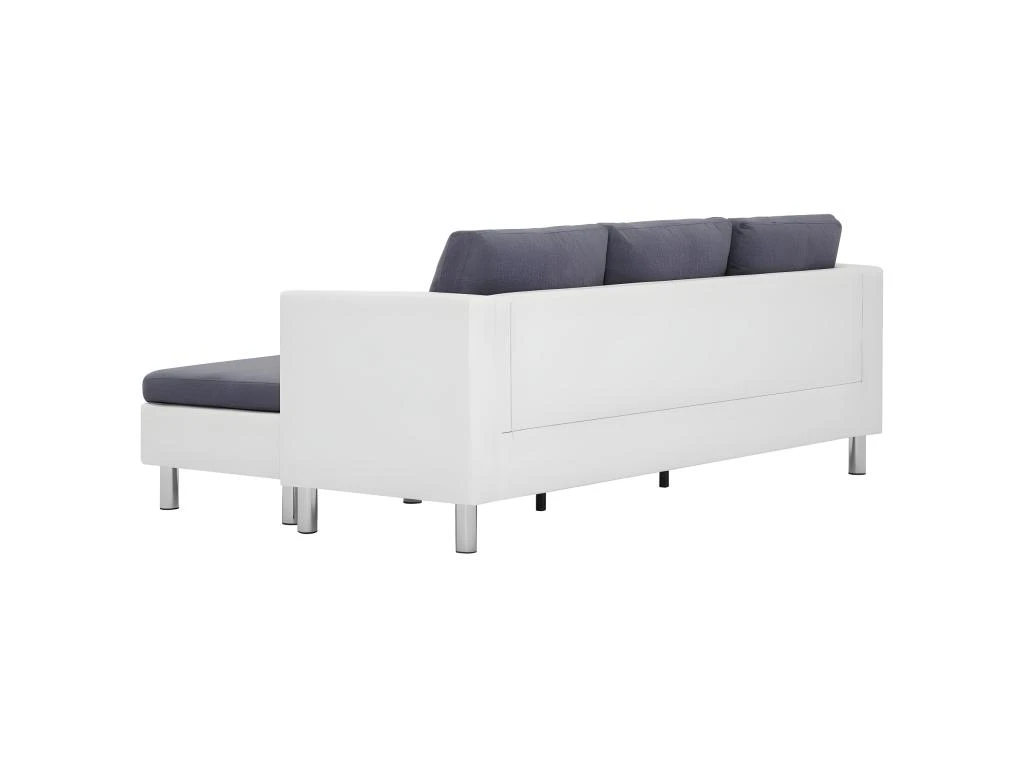 Canapé à 3 Places Avec Coussins Blanc Similicuir 5 Canapé à 3 Places Avec Coussins Blanc Similicuir – Image 5