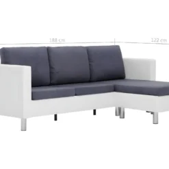 Canapé à 3 Places Avec Coussins Blanc Similicuir 17 Canapé à 3 Places Avec Coussins Blanc Similicuir -Promos Chesteris Boutique canape 22008725