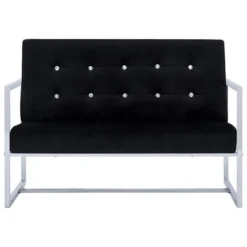 Canapé 2 Places Avec Accoudoirs Noir Chrome Et Velours -Promos Chesteris Boutique canape 22009045