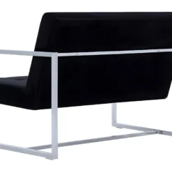 Canapé 2 Places Avec Accoudoirs Noir Chrome Et Velours -Promos Chesteris Boutique canape 22009049