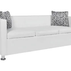 Canapé à 3 Places Cuir Synthétique Blanc