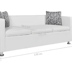 Canapé à 3 Places Cuir Synthétique Blanc -Promos Chesteris Boutique canape 22009237
